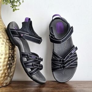 💜 Teva Tirra Women’s Walking Sandals Black Gray Purple US 8 Arch Support